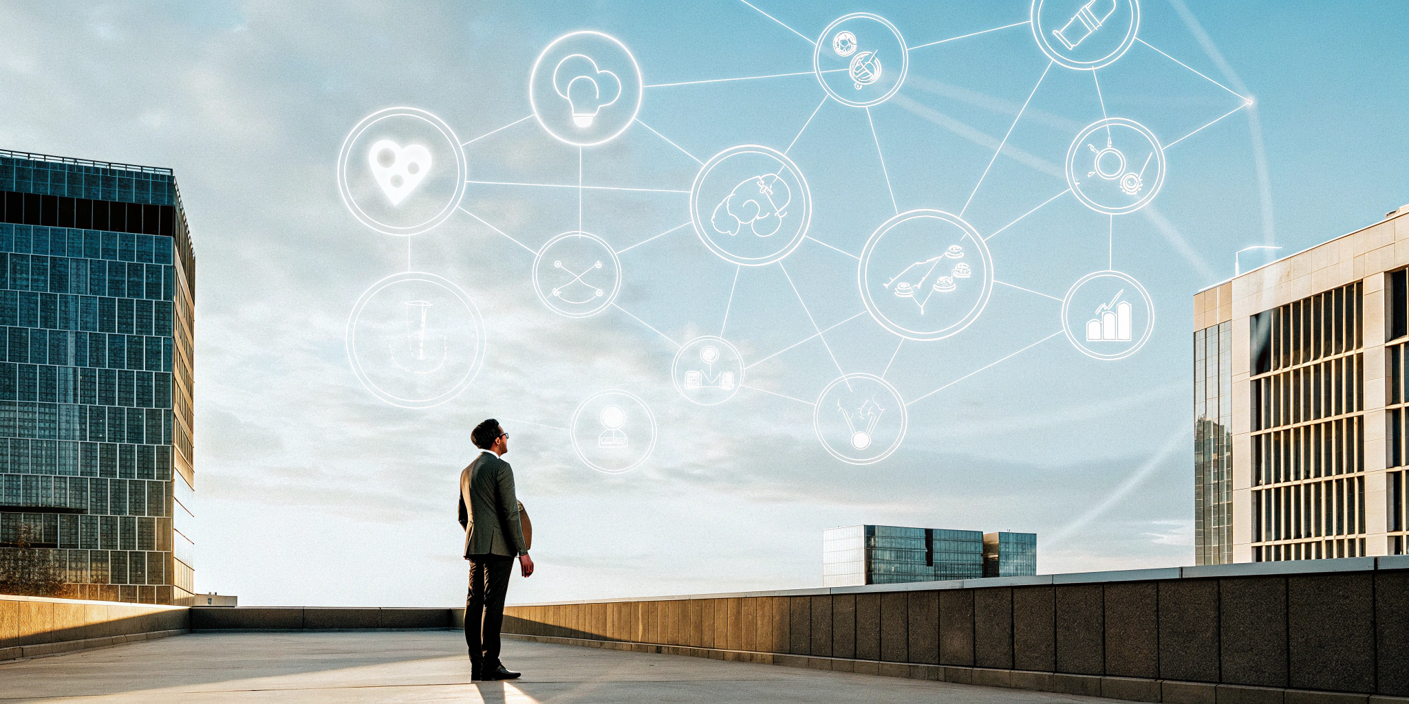 Man on a rooftop reviewing alternatives to traditional health insurance.