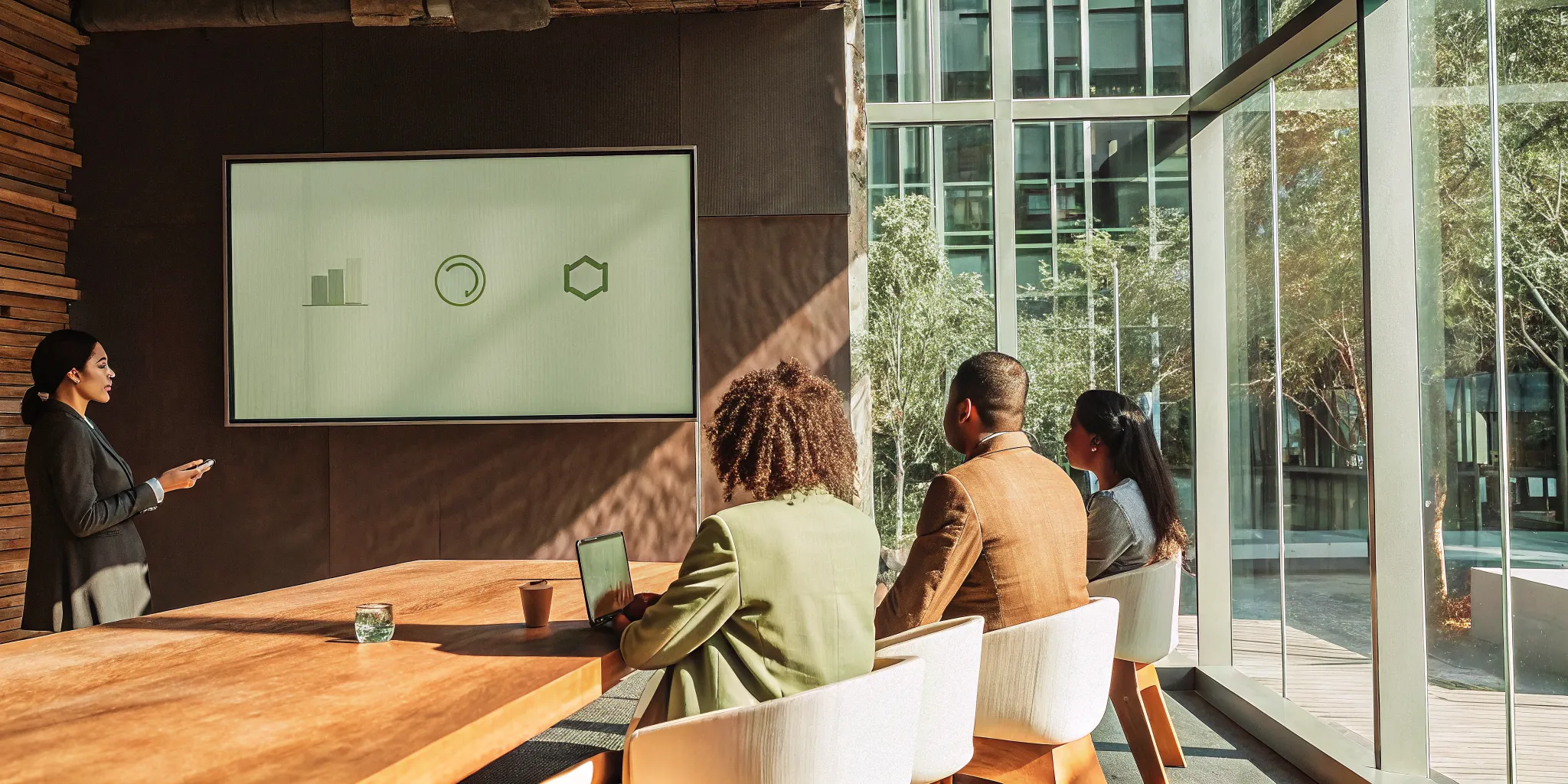 An employer explains individual HRA benefits to employees during a company meeting.